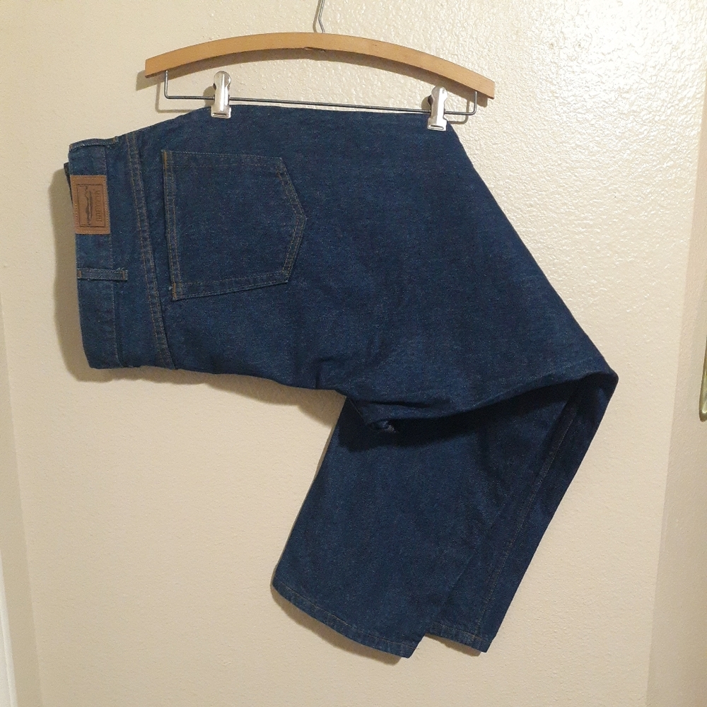 L L Bean Jeans 44" x 30" Dark Wash Blue Denim Pockets Logo